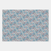 スタイル化された渦巻き状ヘアの面分割3色WPS3 ラッピングペーパーシート (正面3)