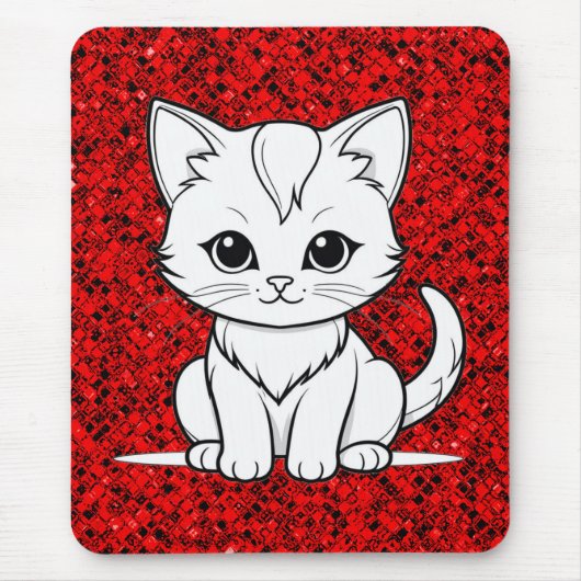 スタイル化された猫の子ラインアートデザイン-52315 マウスパッド (正面)