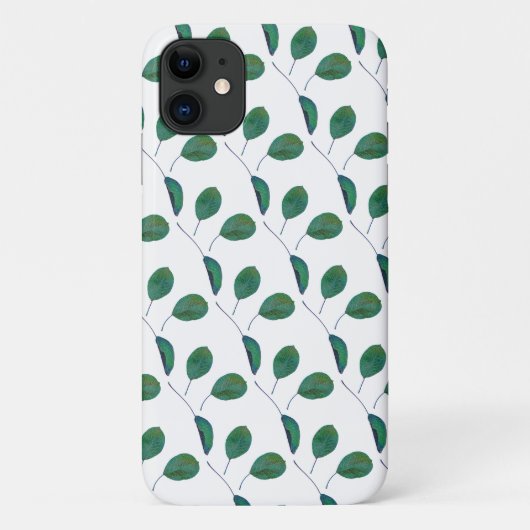 スタイル化された緑の梨のツリー葉のiPhone 11ケース Case-Mate iPhoneケース (裏面)