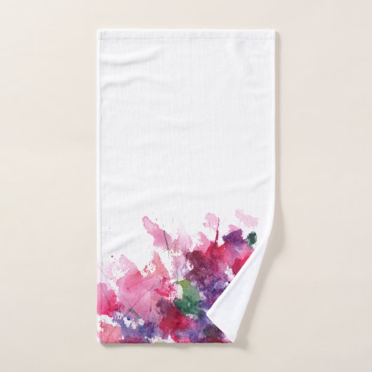 スタイル化された赤と青の水の色のブーケ絵画の2 バスタオルセット (ハンドタオル)