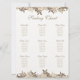 スタイル化された黄褐色の葉フローラ座席表 招待状
