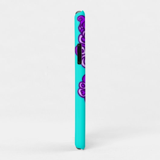 スタイル化した蝶アクアパープル名前をカスタムする Case-Mate iPhoneケース (裏面/右)