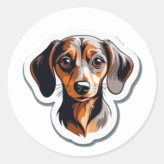 スタイル化ダックシュントポートレートステッカラフルク：犬 ラウンドシール (正面)