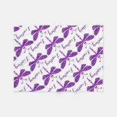 スタイル化トンボ紫の名前の毛布パターン(の模様が)ある布 フリースブランケット (正面(横))