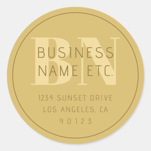 スタイル化モダンミニマル金ゴールド差出人住所 ラウンドシール (正面)