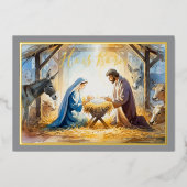 スタイル図解入りの、写真付きの出生シーンホリデーカード 箔シーズンカード (正面)