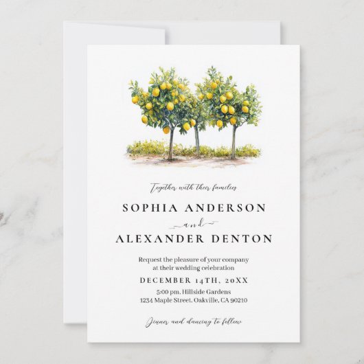 スタイル地中海のレモンツリー結婚式招待状 招待状 (正面)