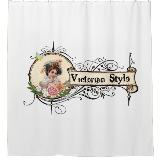 スタイル女ビクトリアンフローラシャワーカーテン シャワーカーテン (正面)