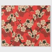 スタイル日本のの木を使ったさくらんぼの継ぎ目のない瓦  ラッピングペーパー (フラット)