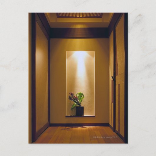 スタイル日本のインテリアと花を持つ ポストカード (正面)