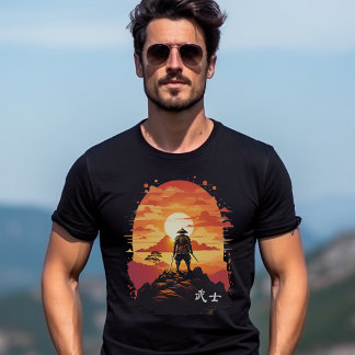 スタイル日本のサムライ戦士オンザヒルトップ Tシャツ