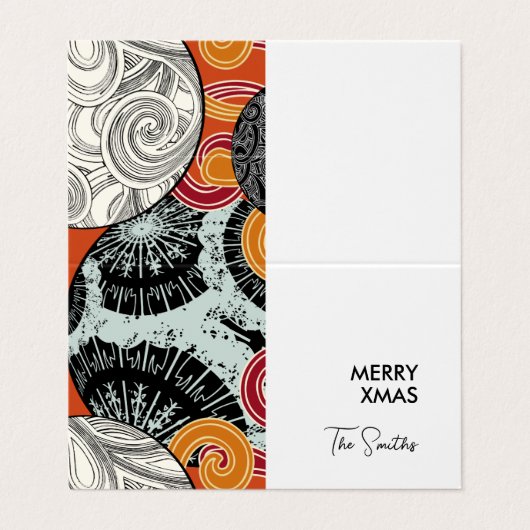 スタイル日本のハッピークリスマスカードと赤いボール 名刺 (外部フラット)