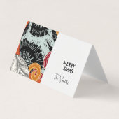 スタイル日本のハッピークリスマスカードと赤いボール 名刺 (正面)