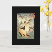 スタイル日本の猫 カード (黄色い花)