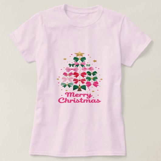 スタイル溢れるメリークリスマス ボウツリー Tシャツ (デザイン正面)