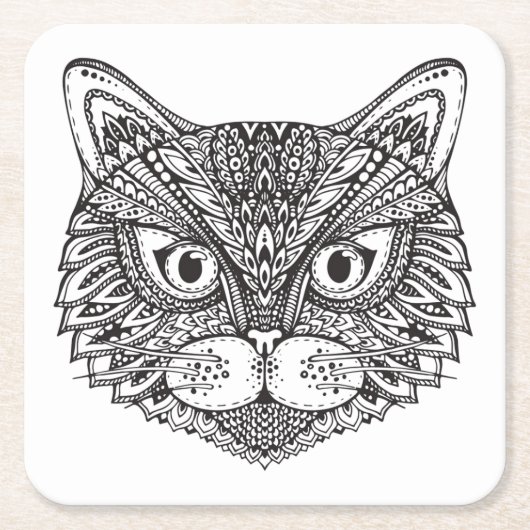 スタイル猫 スクエアペーパーコースター (正面)