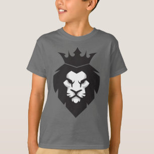 スタイル白黒キングライオンとクラウンTシャツ Tシャツ