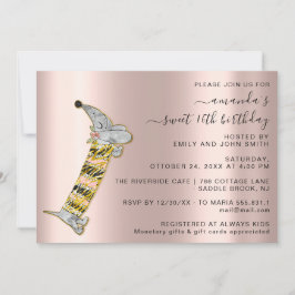 スタイル祝でバラかわいい犬の甘い16th 招待状