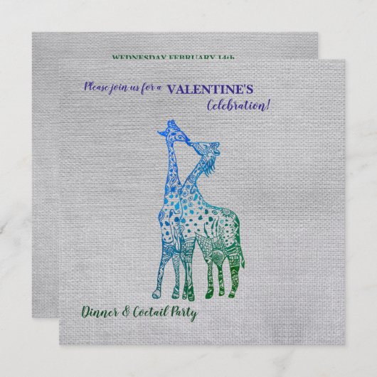 スタイル素朴バレンタイン招待状ウィズギラフェス 招待状 (正面/裏面)