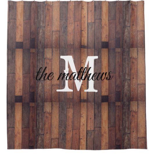スタイル素朴ファームハウスモノグラムファミリーネームバーン シャワーカーテン (正面)