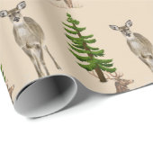 スタイル素朴鹿とモミの木柄 ラッピングペーパー (ロールコーナー)