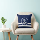 スタイル航海の青白いかりストライプ クッション (椅子)