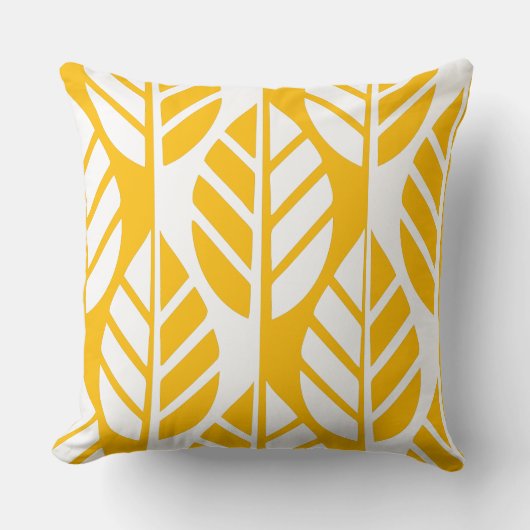 スタイル葉化されたパターン白と黄 クッション (正面)
