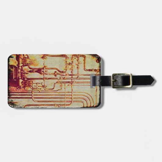 スタイル設定されたアンティークウォールパイプ ラゲッジタグ (正面横)