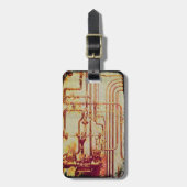 スタイル設定されたアンティークウォールパイプ ラゲッジタグ (正面縦)