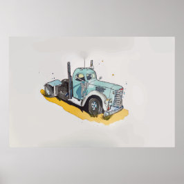 スタイル設定されたセミトラックの水色 ポスター