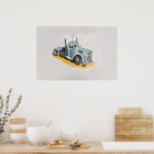 スタイル設定されたセミトラックの水色 ポスター (キッチン)