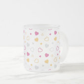 スタイル設定されたハートパターン フロストグラスマグカップ (正面右)