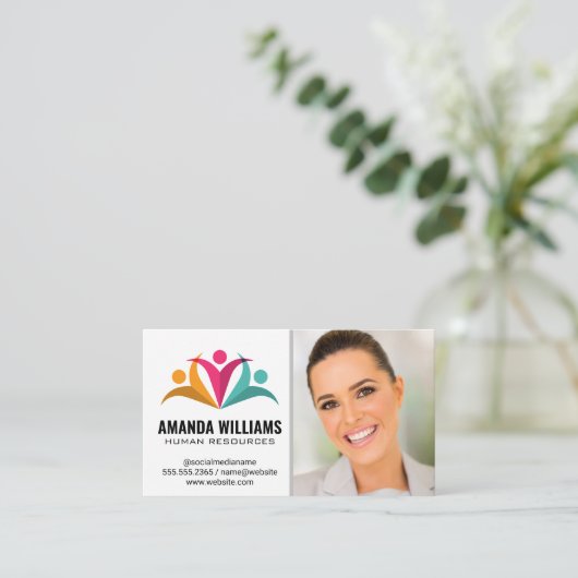 スタイル設定された人のロゴ 名刺 (スタンド正面)