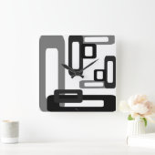 スタイル設定された長方形グレー/黒 スクエア壁時計 (ホーム)