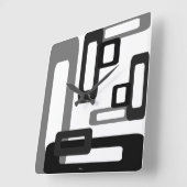 スタイル設定された長方形グレー/黒 スクエア壁時計 (傾斜)