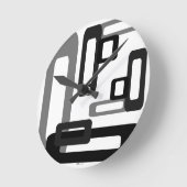 スタイル設定された長方形グレー/黒 ラウンド壁時計 (傾斜)