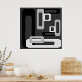 スタイル設定された長方形グレー/黒/白 ポスター (キッチン)