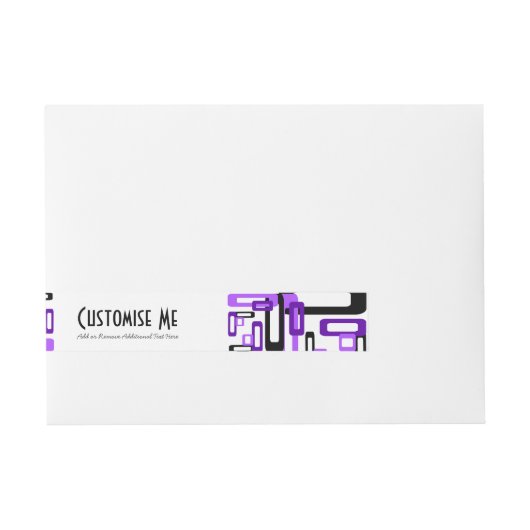 スタイル設定された長方形（紫/黒） （モノグラム） ラップアラウンド宛名ラベル (正面)