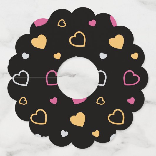 スタイル設定ハートパターン3 ワイングラスタグ (正面)