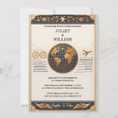 スタイル ゴールデンチケット パスポート 搭乗券 ウェディング 招待状 (正面)