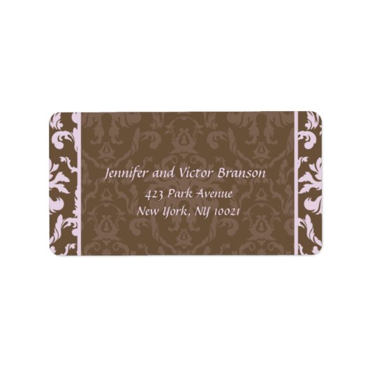 スタイル – ダマスクピンクnブラウン住所 シール (正面)
