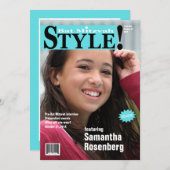 スタイル! バルミツワーの雑誌の招待状のティール（緑がかった色） 招待状 (正面/裏面)