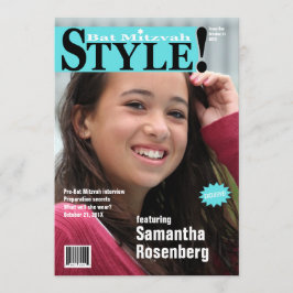 スタイル! バルミツワーの雑誌の招待状のティール（緑がかった色） 招待状