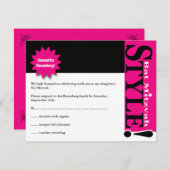 スタイル!バルミツワーマガジンRSVP返信カードピンク 招待状 (正面/裏面)