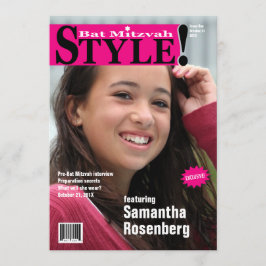 スタイル! ピンクのバルミツワーの雑誌の招待状 招待状