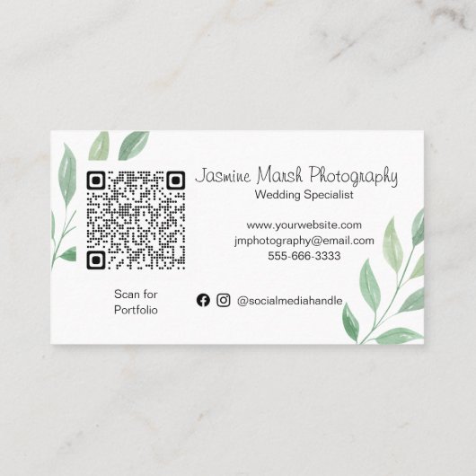 スタイル・モノグラ結婚ム・金ゴールド・フレーム・フォトグラファーQR 名刺 (裏面)