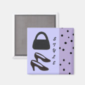 スタイル - 黒のハンドバッグと黒の靴 マグネット (正面/裏面)