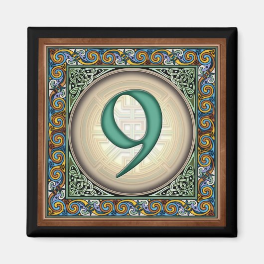 スタイルB, "9" – ケルト数字マグネット マグネット (正面)