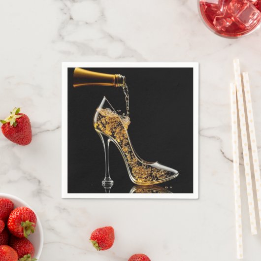スタイレットとスパークリングワイン スタンダードカクテルナプキン (インサイチュ)