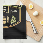 スタウトパーソナライズされたダークビール醸造ラベルバー キッチンタオル (四つ折り)